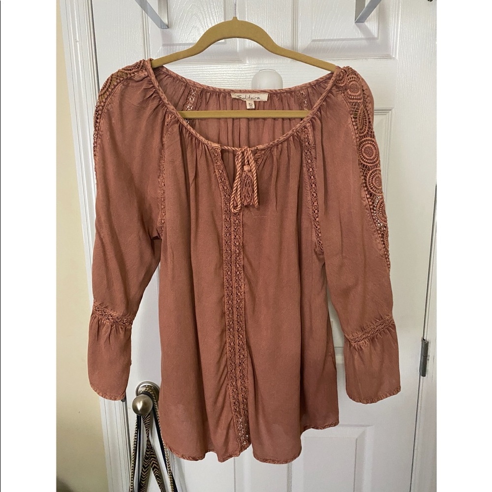 “Solitaire” Wine Colored Long Sleeved Blouse